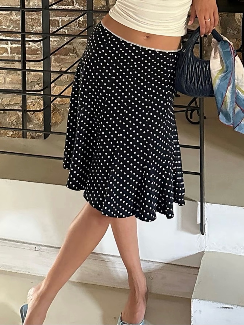 Amazon Black Polka Dot Midi Skirt